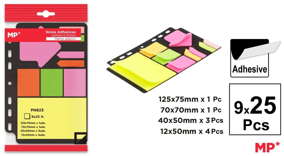 Set index autoadeziv Main Paper, 9 modele, 25 file 75g/mp