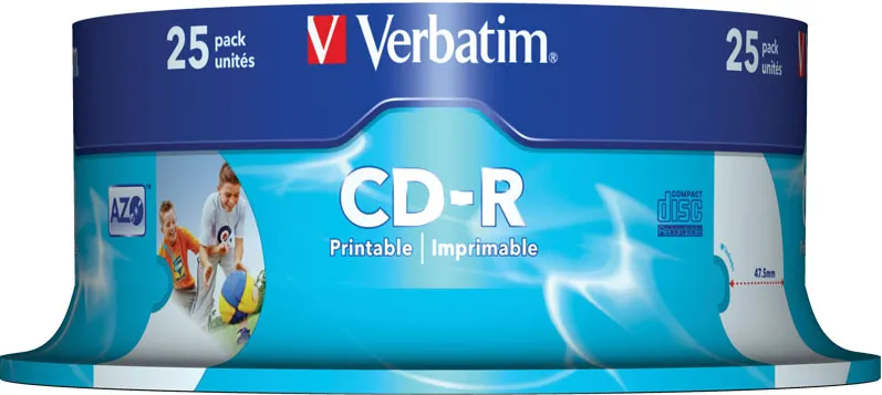 CD-R printabil Verbatim, 52x, 700 MB, 25 bucati/cake