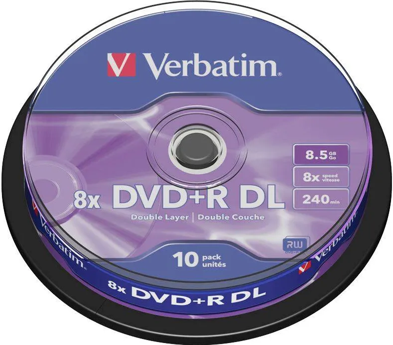 DVD+R double layer Verbatim, 8x, 8.5 GB, 10 bucati/spindle