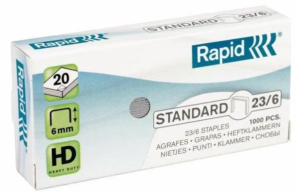 Capse Rapid Standard, 23/ 6, 2-20 coli, 1000 buc/cutie