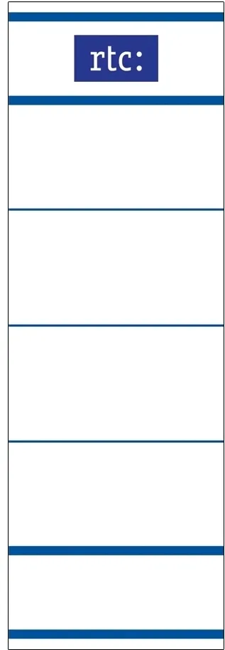 Etichete RTC din carton, pentru bibliorafturi, 45 x 142 mm, alb