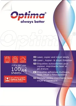 Etichete albe autoadezive 51/A4, 70 x 16.9 mm, 100 coli/top, Optima