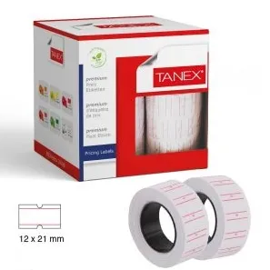 Etichete de pret, 21 x 12 mm, adeziv permanent, 800buc/rola, 6 role/set, TANEX, alb