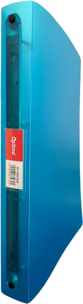 Caiet mecanic A4, 4 inele - D16mm, coperti flexibile PP, Optima Flex - albastru transparent