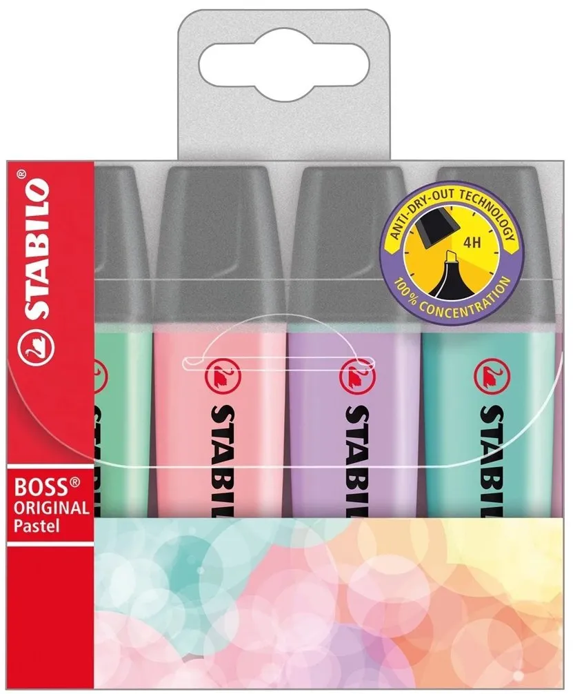 Textmarker Stabilo Boss Pastel, 4 bucati/set
