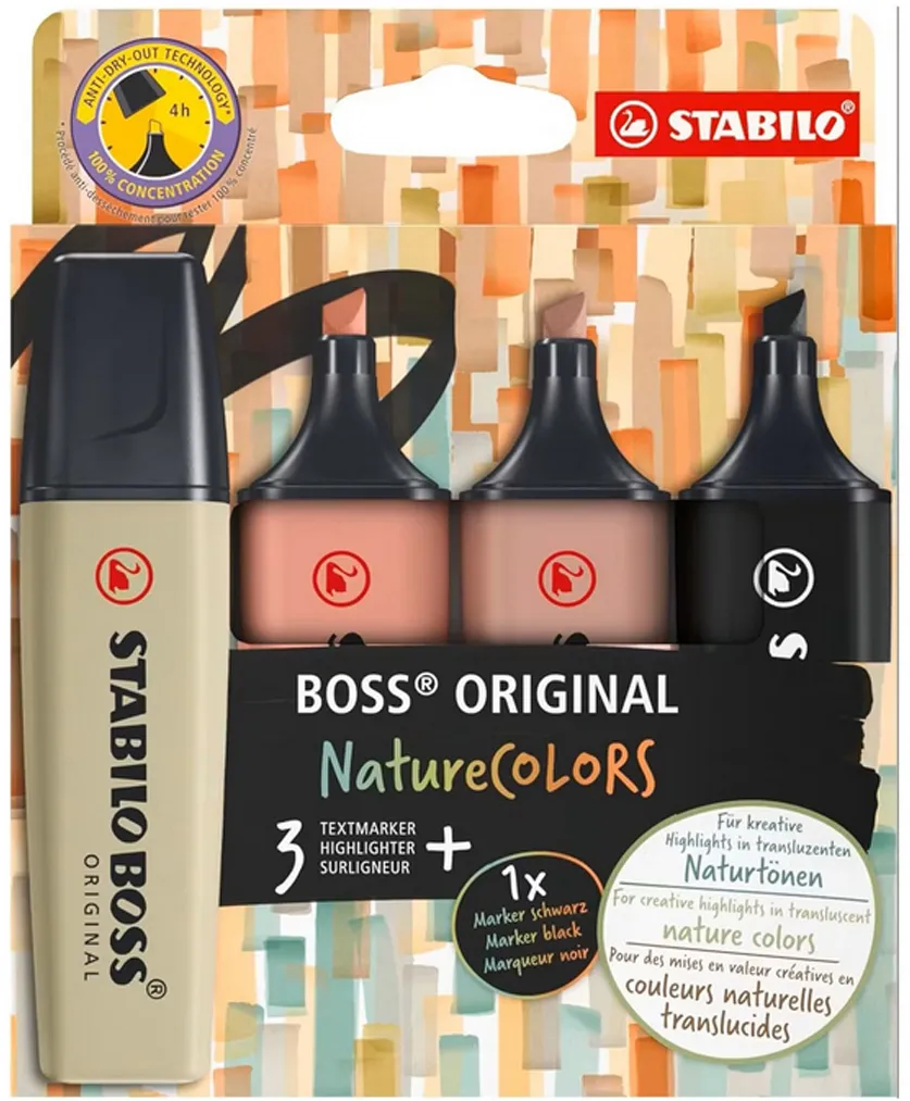 Textmarker Stabilo Boss Original Nature 4 culori/um