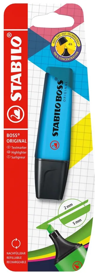Textmarker Stabilo Boss Original, albastru, blister