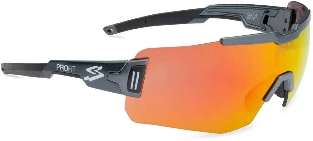 Spiuk - ochelari soare sport - Profit - rama gri cu negru - lentila oglinda rosie cat. 3 + lentila transparenta