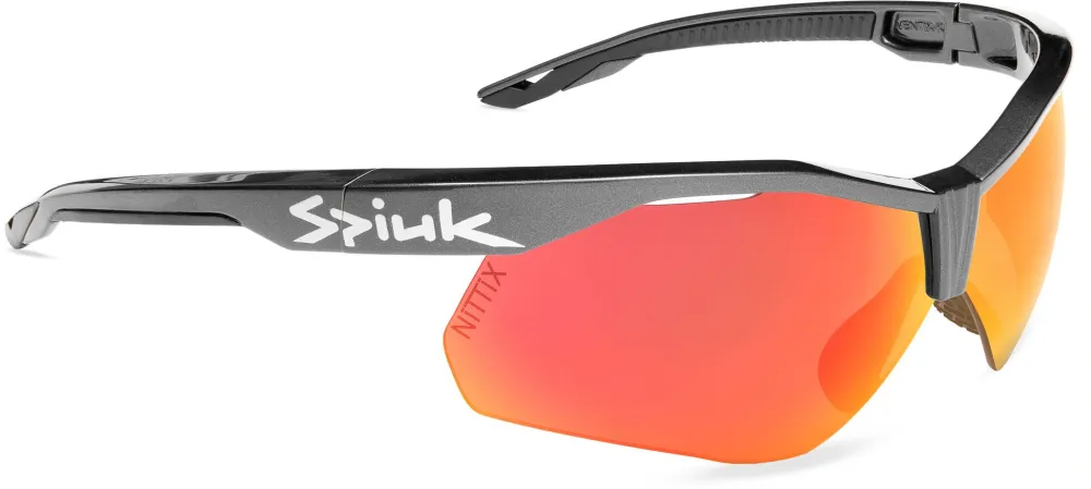 Spiuk - ochelari soare sport - Ventix K - antrachite-black - 2 lens Nittix mirrored-red/ clear