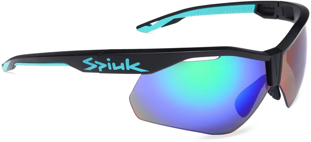 Spiuk - ochelari soare sport - Ventix K - black-turquoise - 2 lens mirrored-green/ clear