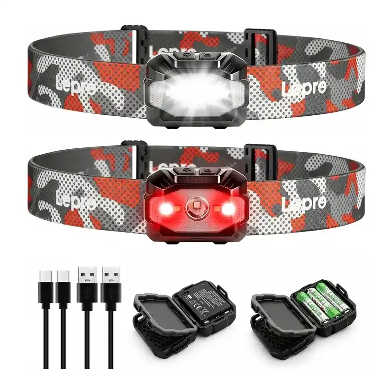 Lanterna frontală LEPRO 320023-2 cu conexiune USB, pachet de 2 bucăți