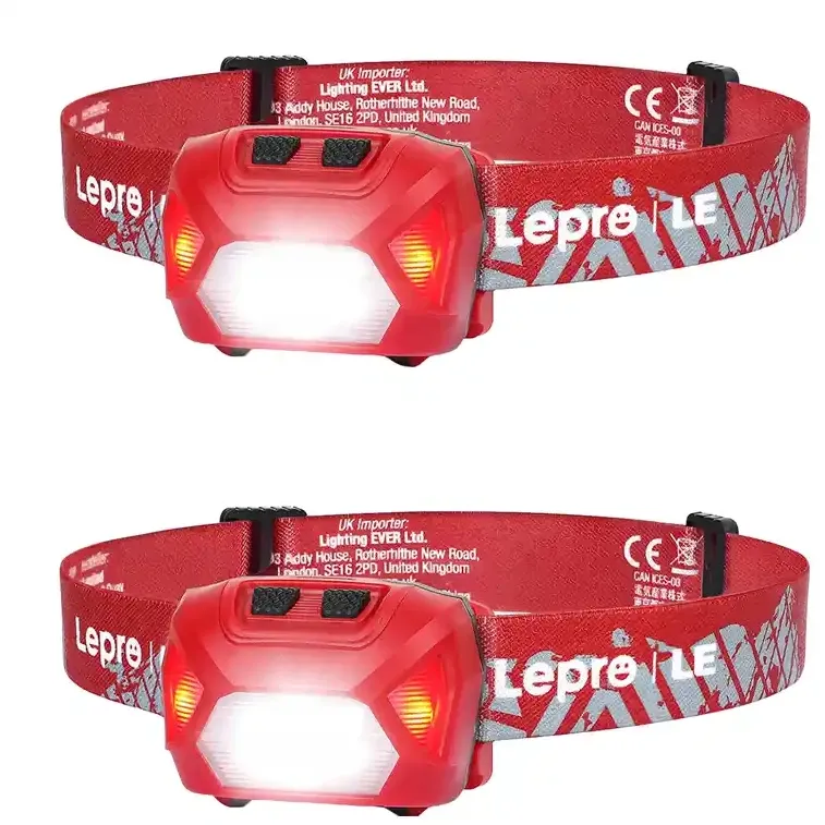Lanternă frontală USB LEPRO 320014-R-2, pachet de 2 bucăți