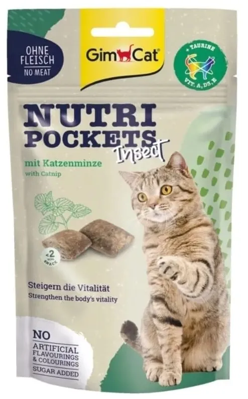 GIMCAT Nutri Pockets Insect with Catnip - cat treats - 60g
