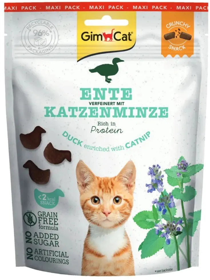 GIMCAT Crunchy Snacks Duck with Catnip – cat treat – 140g