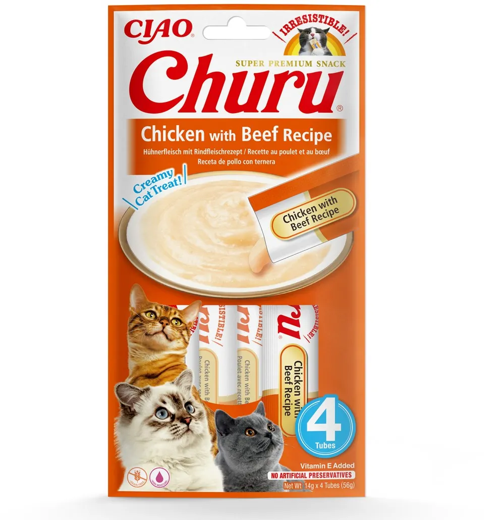 INABA Churu Chicken with Beef Recipe - cat treats - 4x14 g