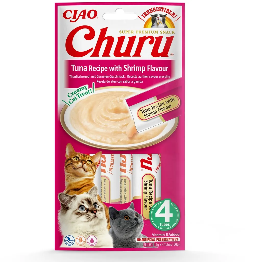 INABA Churu Tuna with shrimp flavour - cat treats - 4x14 g