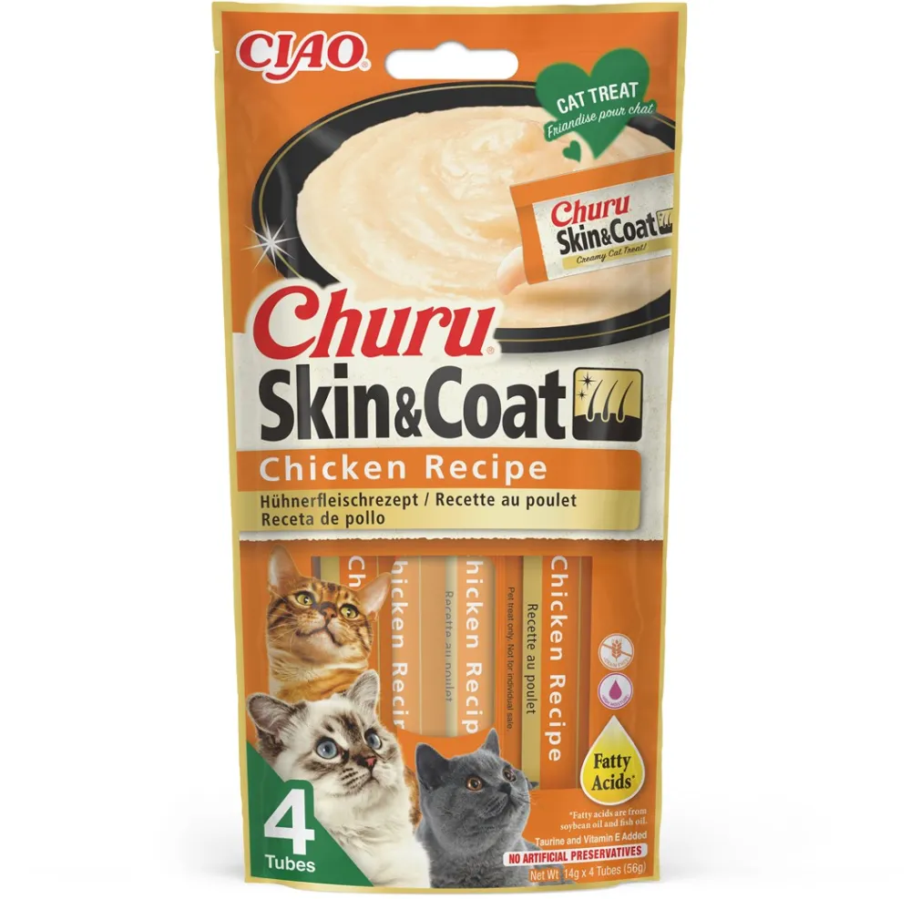 INABA Churu Skin&Coat Chicken recipe - cat treats - 4x14 g