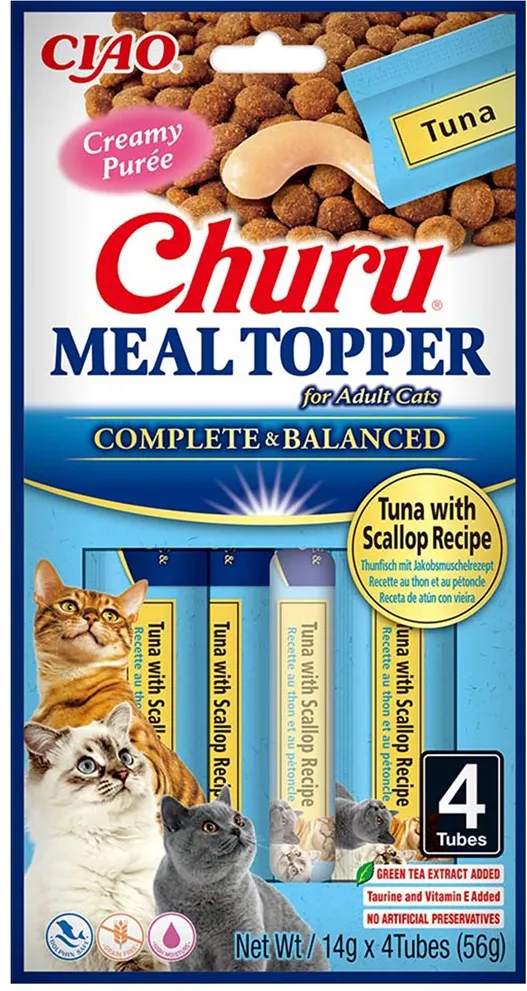 INABA Churu Meal Topper Tuna with scallop - cat treats - 4 x 14g