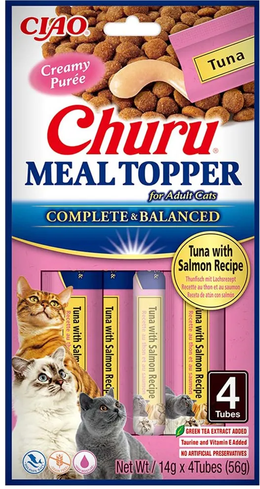 INABA Churu Meal Topper Tuna with salmon - cat treats - 4 x 14g