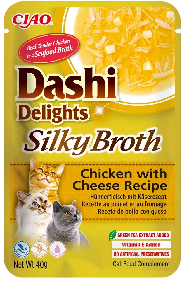 Recompensa pentru pisici INABA Dashi Delights Silky Broth pui cu branza 40 g