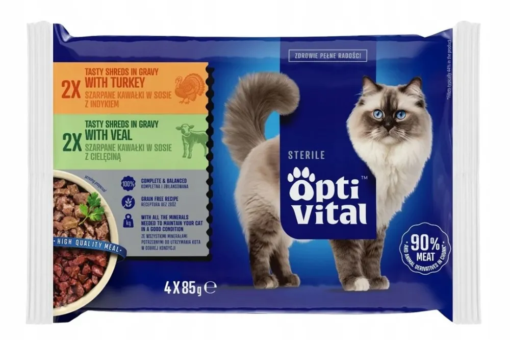 OPTIVITAL Sterile Turkey and veal - wet cat food - 4x85g