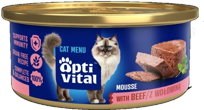 OPTIVITAL Fluffy mousse with beef - wet cat food - 85g