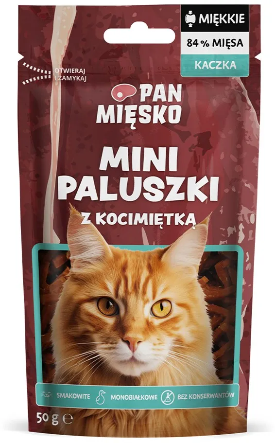 PAN MIĘSKO Mini duck sticks with catnip - cat treats - 50g