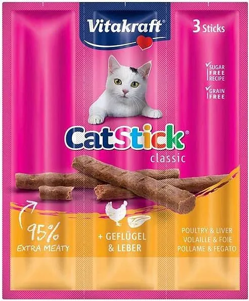 VITAKRAFT CatStick Mini with poultry and liver - cat treats - 3 pcs