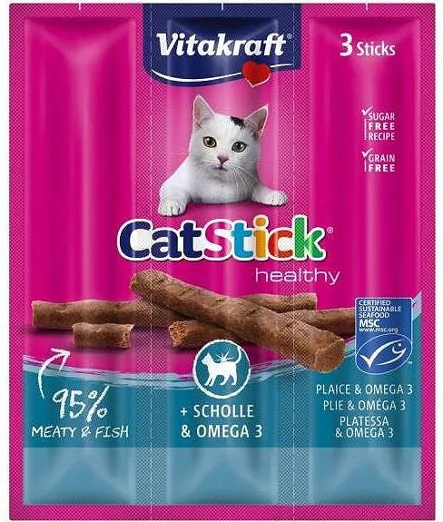 VITAKRAFT CatStick Mini with flounder and Omega-3 - cat treats - 3 pcs