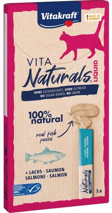 VITAKRAFT Vita Naturals Liquid Salmon - cat treats - 5 x 15g