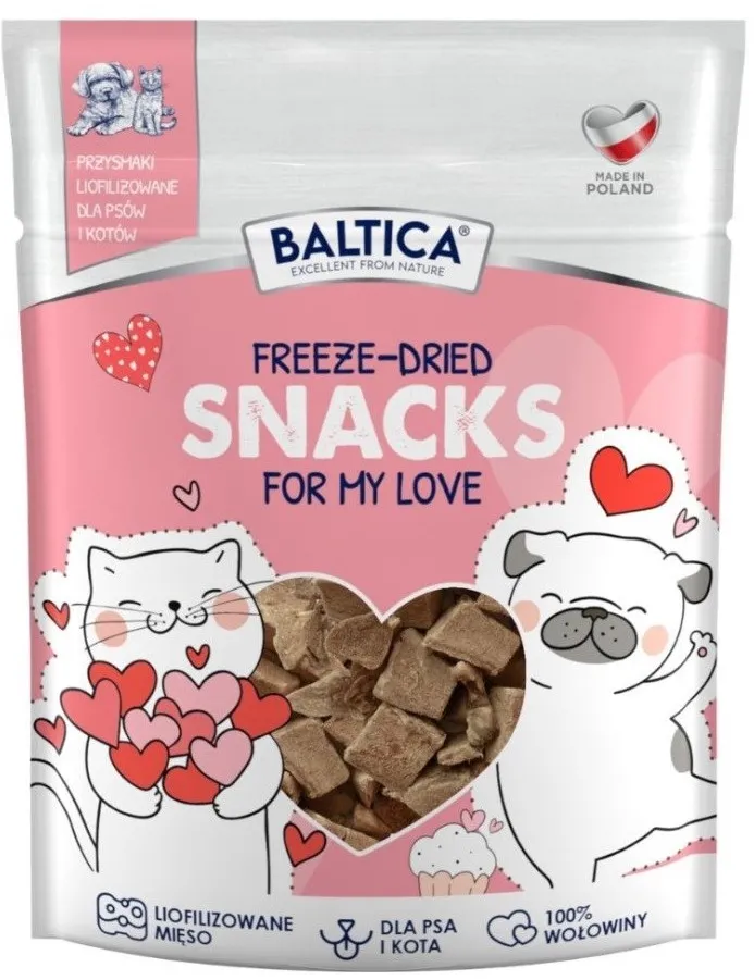 BALTICA Freeze-Dried Snacks For My Love freeze-dried beef hearts - treat for dogs and cats - 10 g