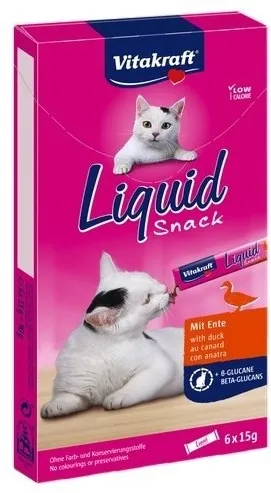 VITAKRAFT Liquid Snack Duck - cat treats - 6 x 15g