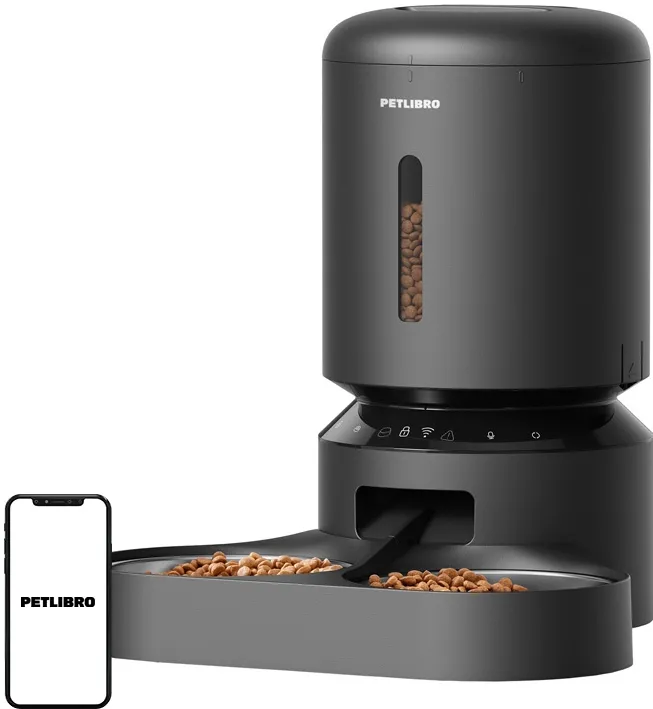 Petlibro Granary dozator de hrană cu bol dublu, Wifi, 5L (negru)