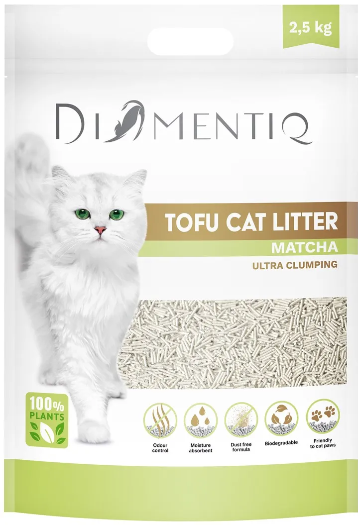 DIAMENTIQ Tofu Matcha Ultra clumping - plant-based litter - 2.5 kg