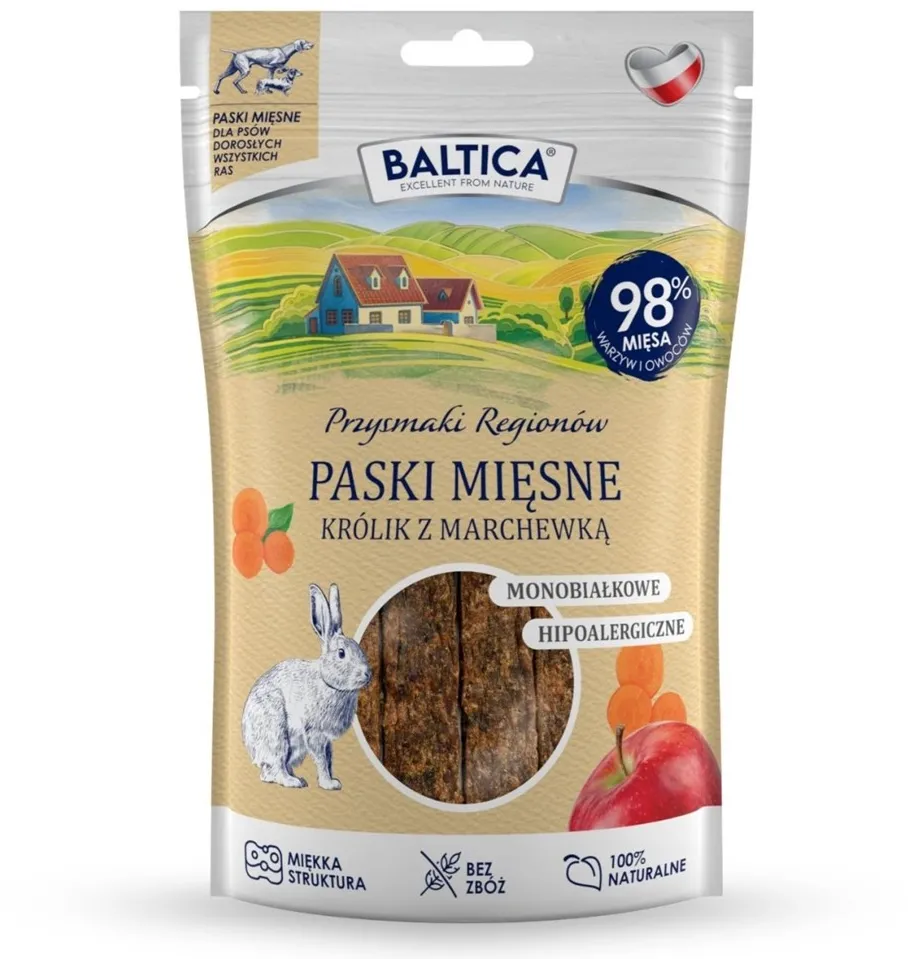 BALTICA Przysmaki regionu Rabbit with carrot Mono - dog treat - 90g