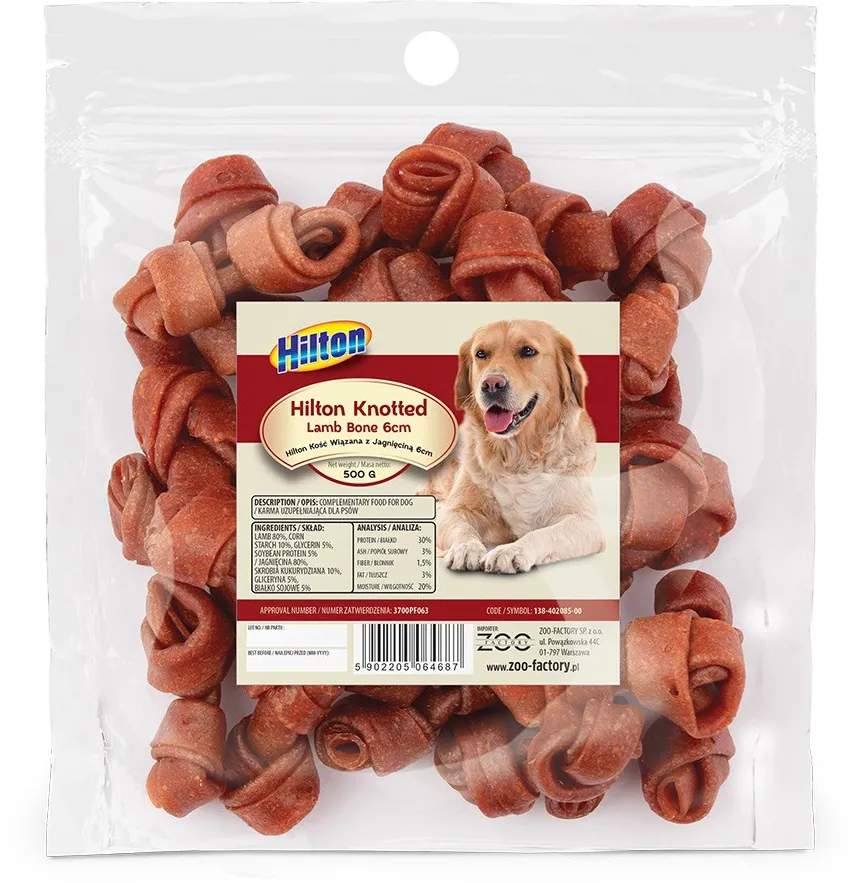 HILTON Knotted Lamb Bone 6 cm - dog chew - 500g