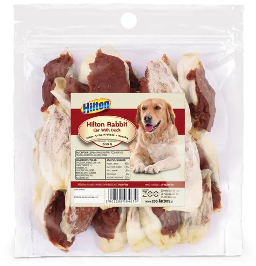 HILTON Rabbit ear with duck - dog chew - 500g