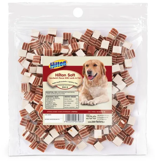 HILTON Sandwich pieces with lamb and fish - Dog treat - 500 g