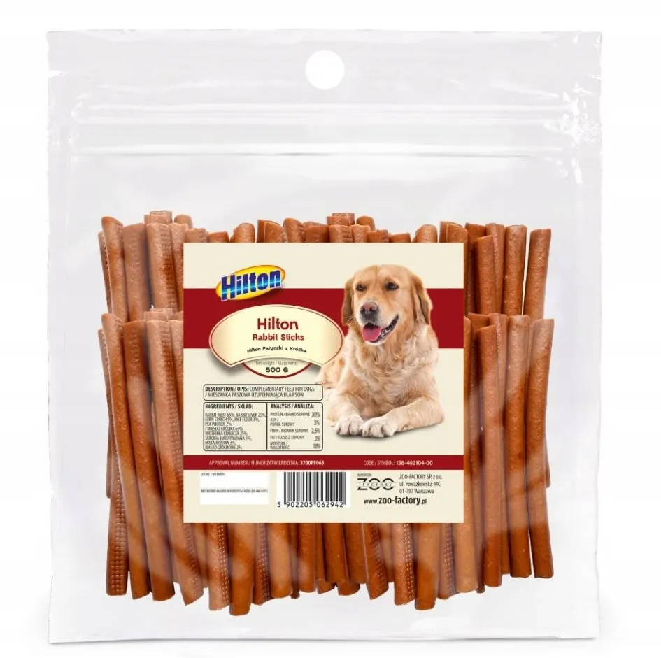 HILTON Soft Rabbit Sticks - dog treat - 500g