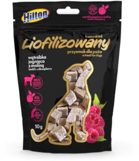HILTON Freeze-dried treats with lamb liver and raspberries - dog treat - 50g