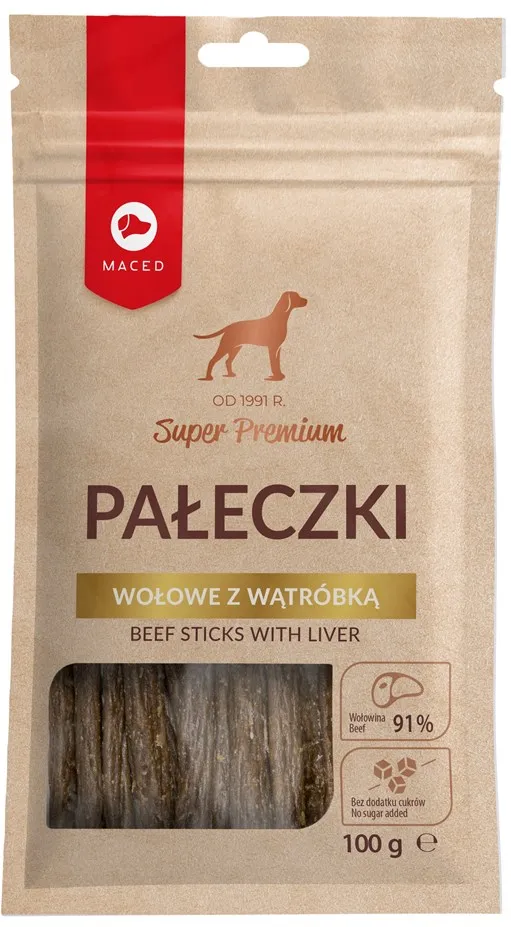 MACED Beef Sticks with liver - Dog treat - 100g