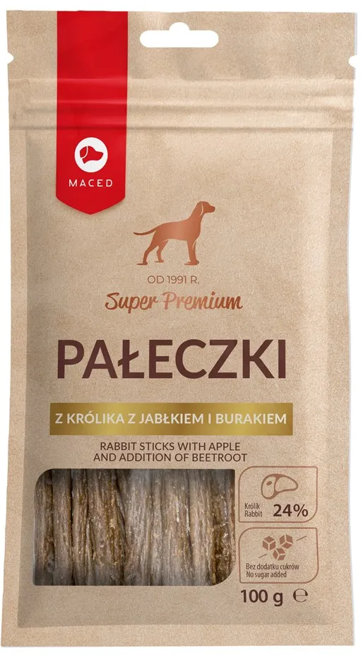 MACED Rabbit sticks with apple and addition of beetroot - Dog treat - 100g