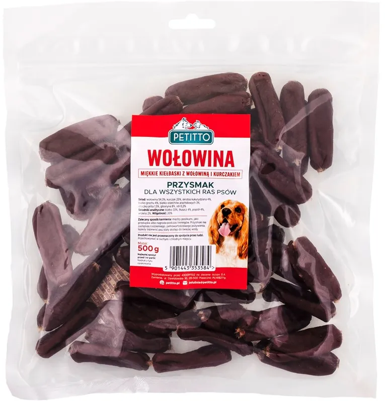 PETITTO Soft beef sausages - dog treat - 500g