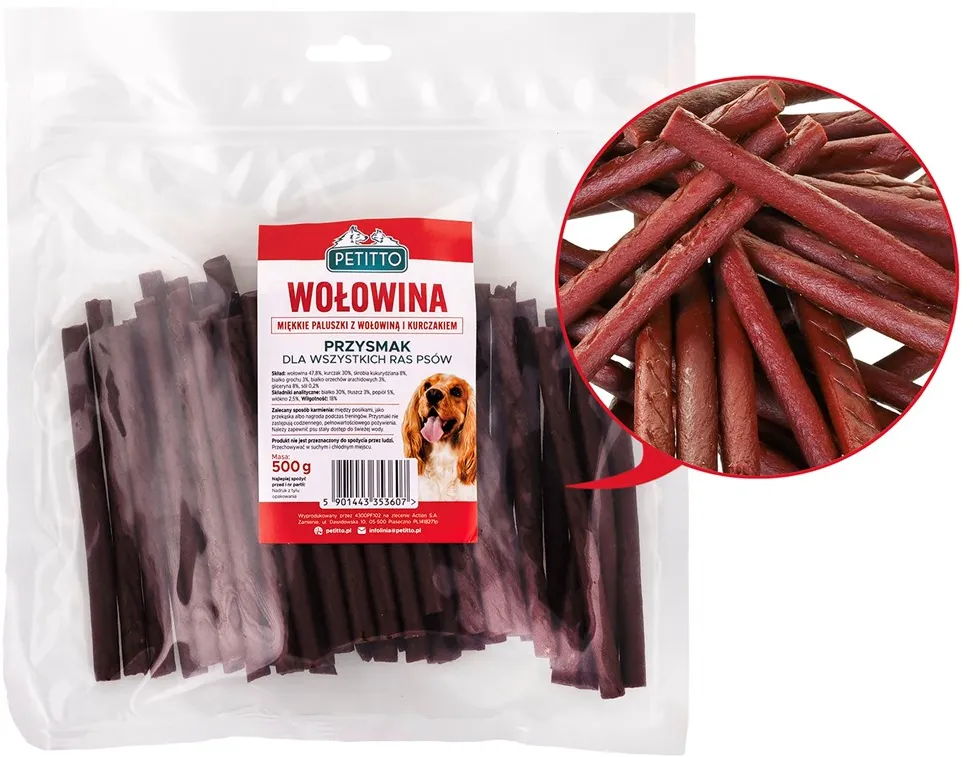 PETITTO Soft beef sticks - dog treat - 500g