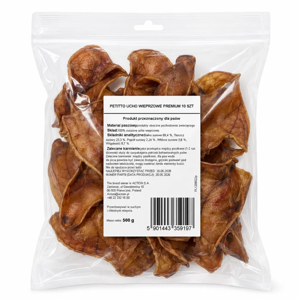 PETITTO pig ear Premium Mono - treat for dogs - 10 pcs
