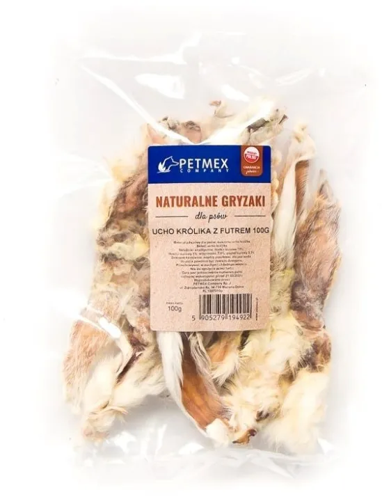 PETMEX dog chew Rabbit ear with fur 100g