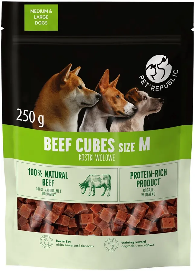 PETREPUBLIC Beef cubes M - dog treat - 250g