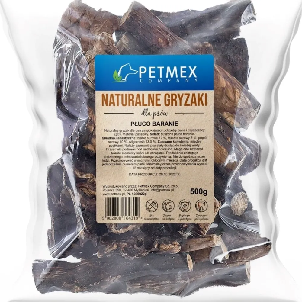 PETMEX Sheep lungs Mono – dog treat – 500g