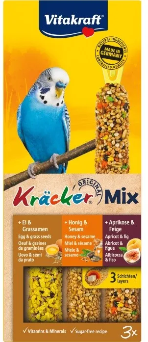 VITAKRAFT Kräcker Mix Egg, apricot, honey - treats for budgerigar - 3 pcs.