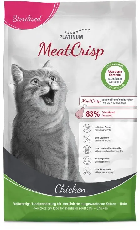 PLATINUM MeatCrisp Sterilised Chicken - dry cat food - 3kg